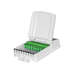 Caja terminal de fibra optica NAP INTERIOR de 1X8, blanca con splitter y enfrentadores