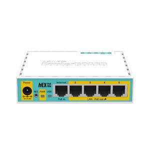 Routerboard hEX PoE lite de MikroTik, 5 Puertos 10/100, 4  PoE Pasivo
