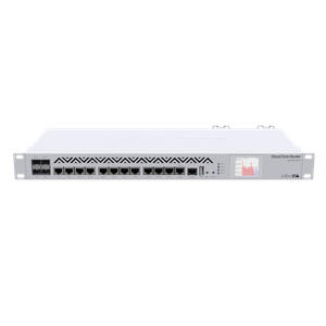 Cloud Core Router MikroTik CCR1036-12G-4S-EM con 12 puertos gigabit, 4 ranuras SFP y memoria RAM extendida