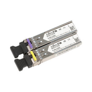 Interfaz SFP WDM de MikroTik monomodo en 1490nm, 1550nm simlex para 80Km, compatible con ranuras 1G