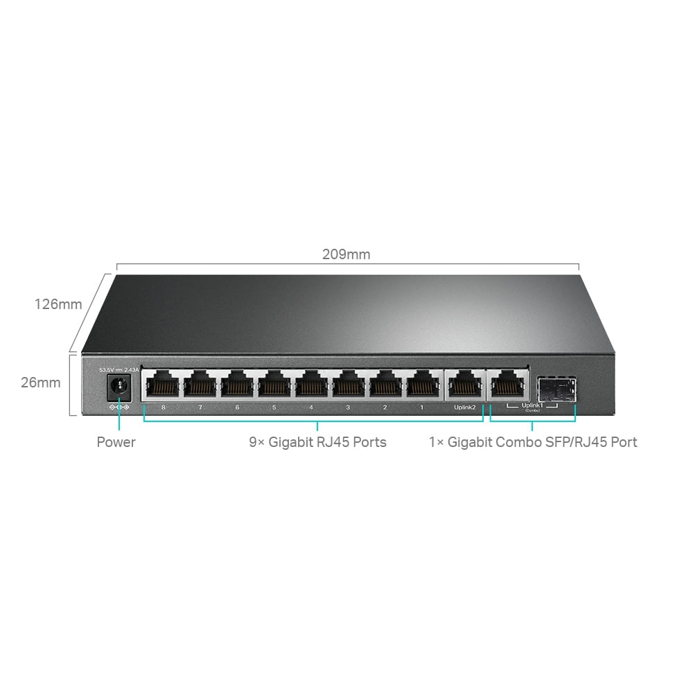 TL-SG1210MPE Switch inteligente sencillo Gigabit de 10 puertos con PoE+ ...