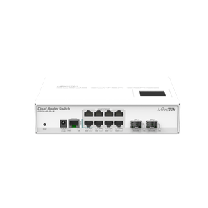 Switch MikroTik administrable Capa3 CRS210-8G-2S+IN modelo de 8 puertos ethernet gigabit y 2 ranuras SFP+