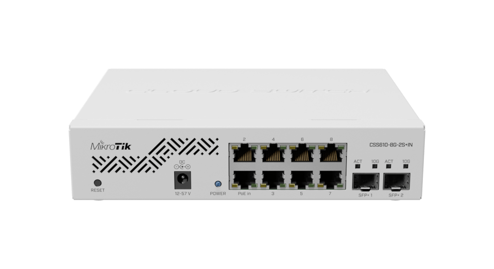 Switch capa 2 de MikroTik CSS610-8G-2S+IN, con 8 puertos gigabit y 2 ...