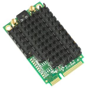 Tarjeta MINI-PCIe de MikroTik R11e-5HacD en banda 5GHz y chip 802.11ac, con 2 conectores MMCX