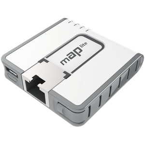 Punto de acceso WI-FI4 de MikroTik RBmAPL-2nD, chip 802.11n, MIMO 2X2, opera en banda 2.4GHz y con una interfaz fast ethernet, equipo muy compacto