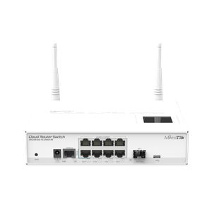 Switch MikroTik CRS109-8G-1S-2HnD-IN de 8 puertos gigabit, 1 ranura SFP y con tarjeta inalambrica WI-FI4 en banda 2.4GHz 802.11n