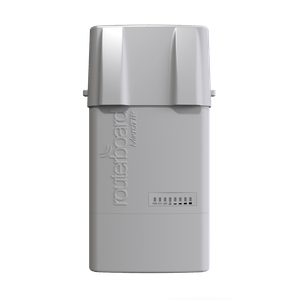 Radio conectorizado para banda 6GHz BaseBox 6 de MikroTik RB912UAG-6HPnD-OUT, 2 conectores RP-SMA y una interfaz gigabit ethernet
