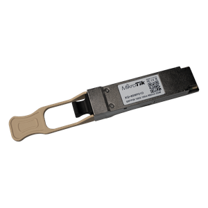 Modulo QSFP28 multimodo de MikroTik XQ+85MP01D para distancias de hasta 100 metros y velocidades de 40Gbps o 100Gbps, conector 1x12 MTP/MPO