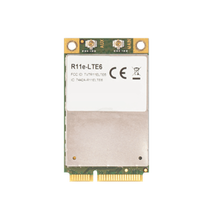 Tarjeta Mini-PCIe LTE6 de MikroTik R11e-LTE6, expande a una RouterBoard que tenga esta ranura las funciones de conectividad LTE6