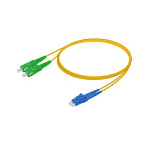 Patchcord de fibra monomodo duplex con conectores SC/APC a LC/UPC con longitud de 2 metros GLCTec FO-2393