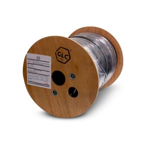 Fibra drop tipo plana de 6 hilos monomodo con mensajero en alambre de acero G657A2 de GLCTec GLC-DROP-6-FLAT-AC, rollo X 1000Mts