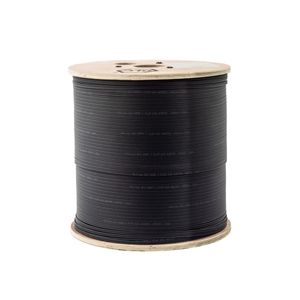 Fibra drop tipo plana de 4 hilos monomodo con mensajero dielectrico (Kevlar) G657A2 de GLCTec GLC-DROP-4-FLAT-DIE, rollo X 1000Mts