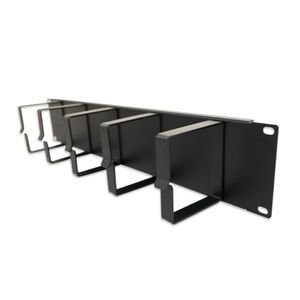Organizador de cable o fibra para rack de 2U metálico en color negro marca GLCTec GLC-ORGAB-002