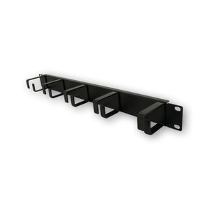Organizador de cable o fibra para rack de 1U metálico en color negro marca GLCTec GLC-ORGAB-001