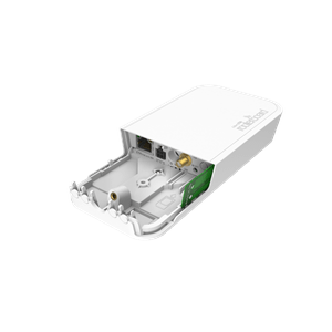 Gateway LoraWan con WiFi4 de MikroTik wAP LR9 kit, con 1 interfaz fast ethernet y chip inalámbrico WIFI 802.11n, la banda lora es 902-928MHz
