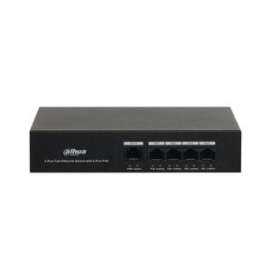 Switch Dahua no administrable DH-PFS3005-4ET-36 de 4 puertos fast ethernet con suministro PoE AF/AT