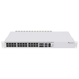 Switch capa 3 de MikroTik CRS326-4C+20G+2Q+RM con 4 puertos combo, 20 puertos ethernet 2.5 Gigabit y 2 puertos QSFP+