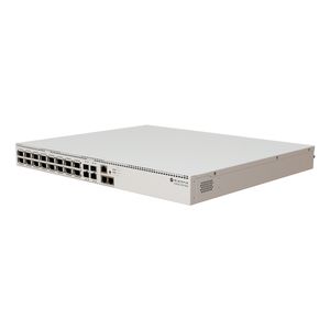 Switch MikroTik administrable Capa3 CRS520-4XS-16XQ-RM con 4 ranuras SFP28, 16 ranuras QSFP28 y 2 puertos ethernet 10G