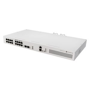 Switch Capa 3 de MikroTik CRS418-8P-8G-2S+RM con 16 puertos Gigabit (8 PoE+) y 2 ranuras SFP+